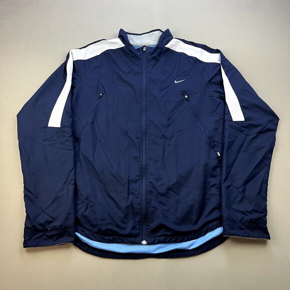 Nike Tennis Jacket Adult XXL Navy Blue Dri-Fit Full Zip Swoosh Logo Sportswear - Picture 1 of 14